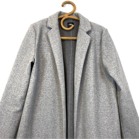 Zara | Grey Marl Lapel Coat Size L - Picture 7 of 10